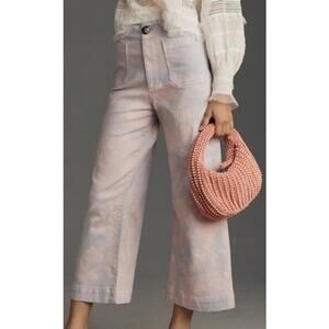 Maeve Pink and White Flare Jeans
